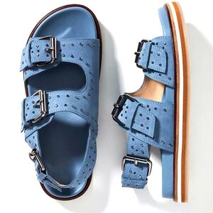 Anthropologie Pilcro Studded Suede Slingback Sandals Powder Blue